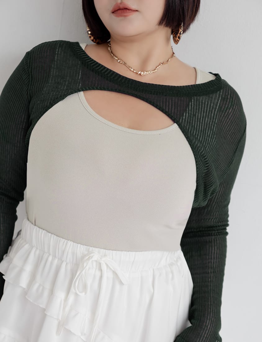 MUA! Layered Ribbed Contrast Plus Size Top