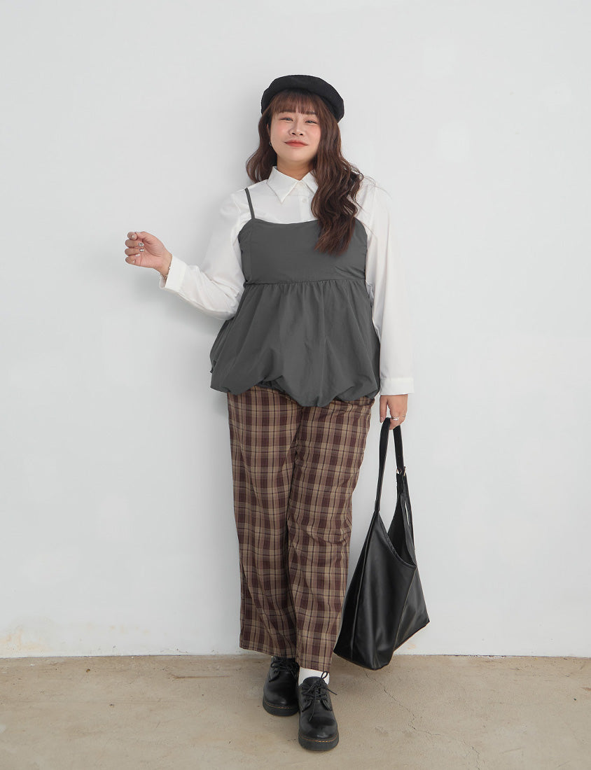 Adjustable Back Hollow Cut Plus Size Bubble Hem Cami Top