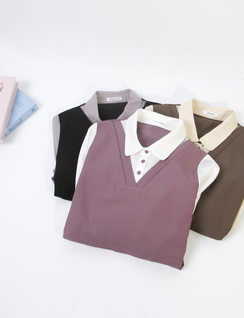 MISS. Contrast Faux Two Piece Waist Tie Plus Size Maxi Dress