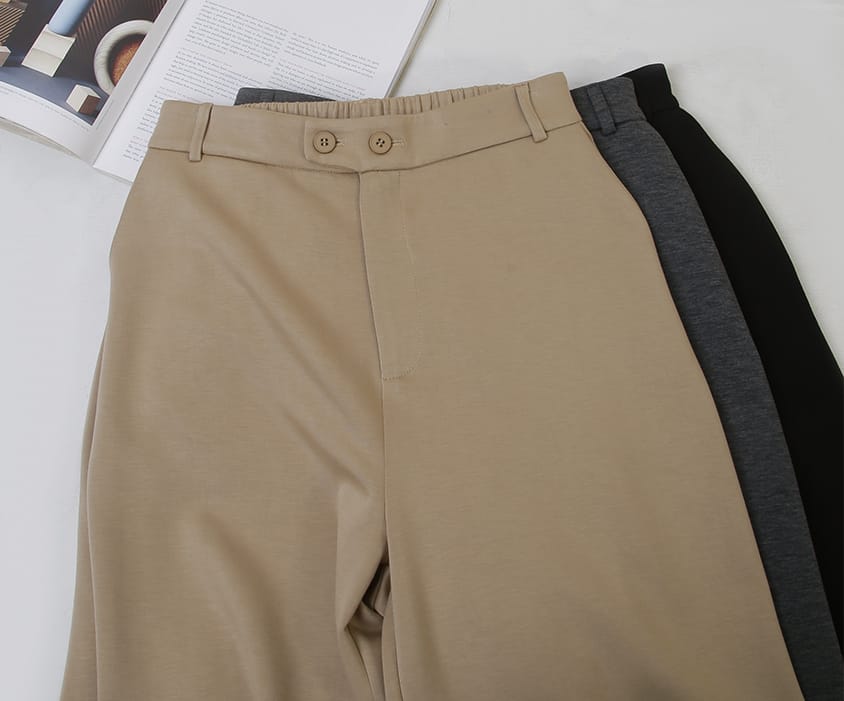 Miss. Space Cotton Back-Elastic Plus Size Straight-Leg Pants