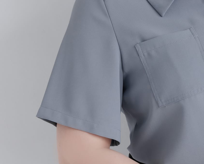 MISS. Drop Shoulder Stitching Double Pocket Plus Size Short Sleeve Shirt