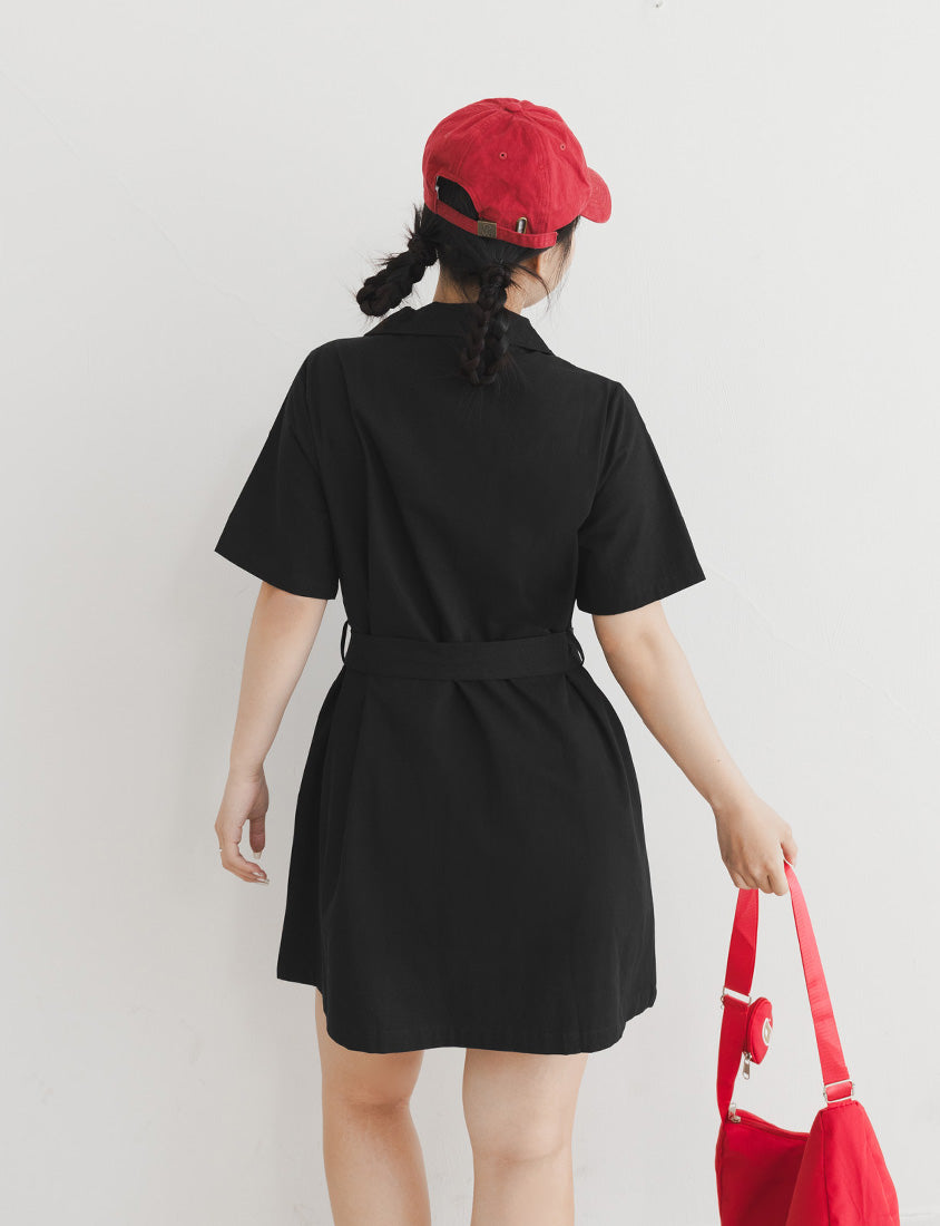 Casual Cargo Zip-Front Plus Size Mini Dress (With Belt)