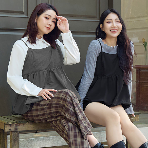 Adjustable Back Hollow Cut Plus Size Bubble Hem Cami Top