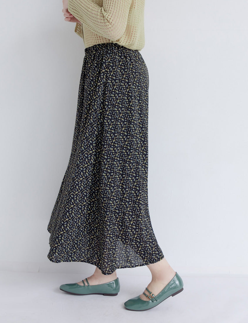 Sweet & Feminine Floral Flared Maxi Skirt