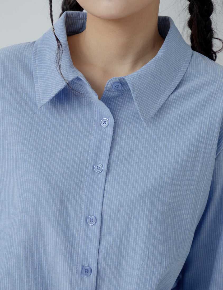 Classic Versatile Plus Size Striped Shirt