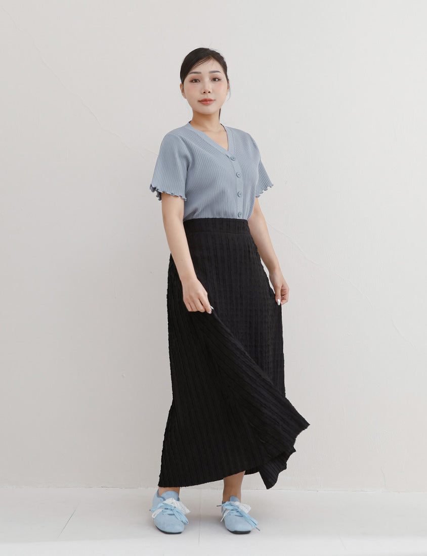 Soft Stretch Crinkled Elastic Waist Plus Size Maxi Skirt