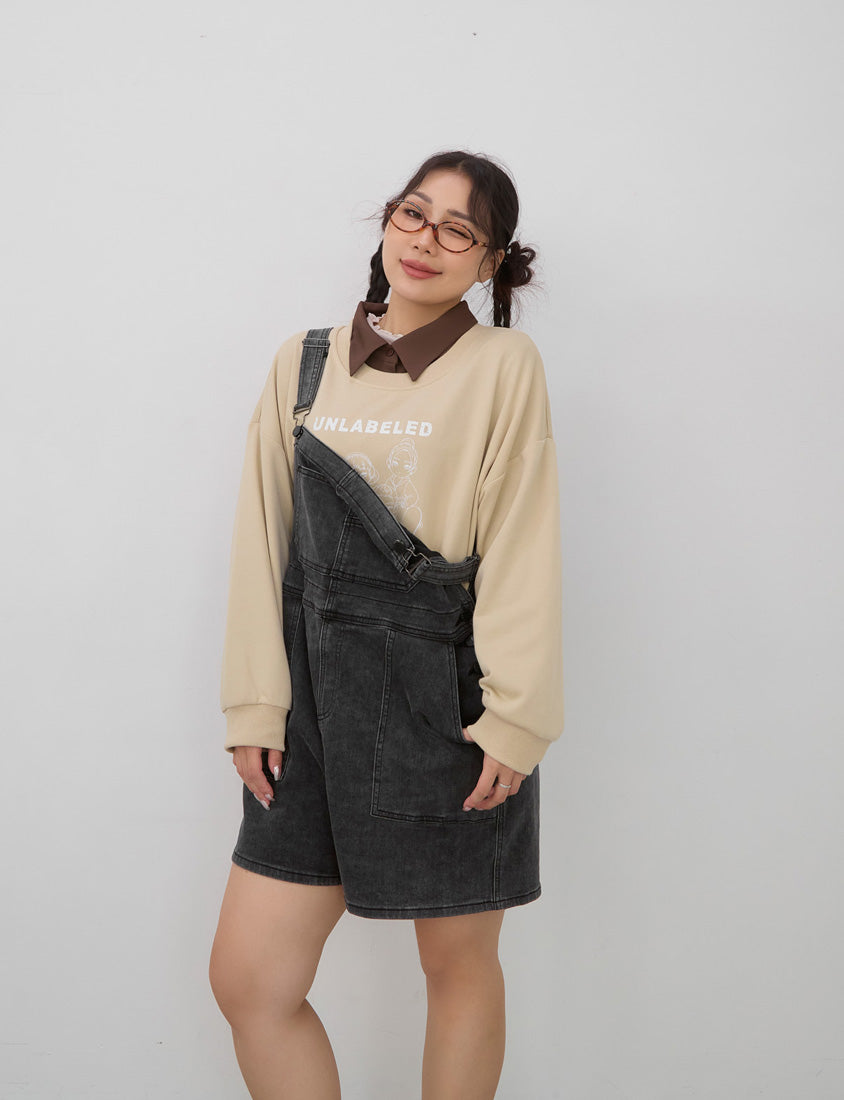 Adjustable Multi-Pocket Denim Plus Size Overalls Shorts