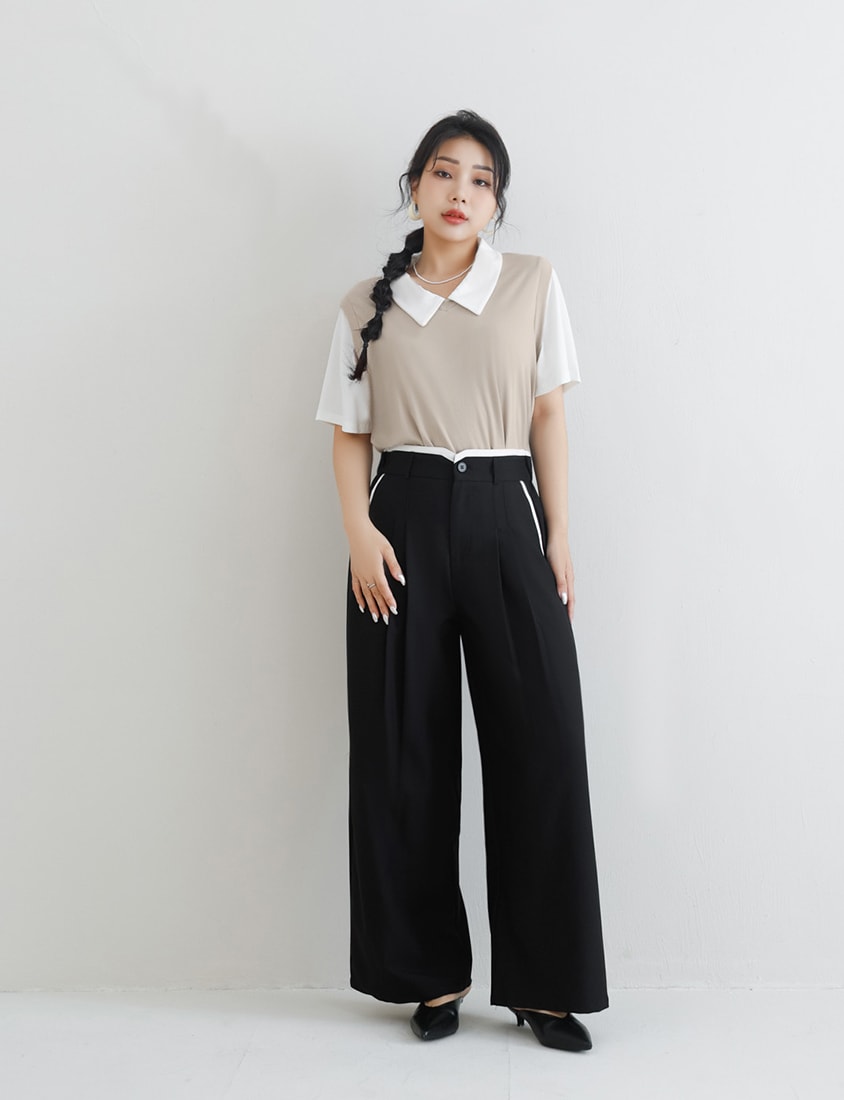 MISS. Lyocell Cooling Faux Two-Piece Plus Size Top