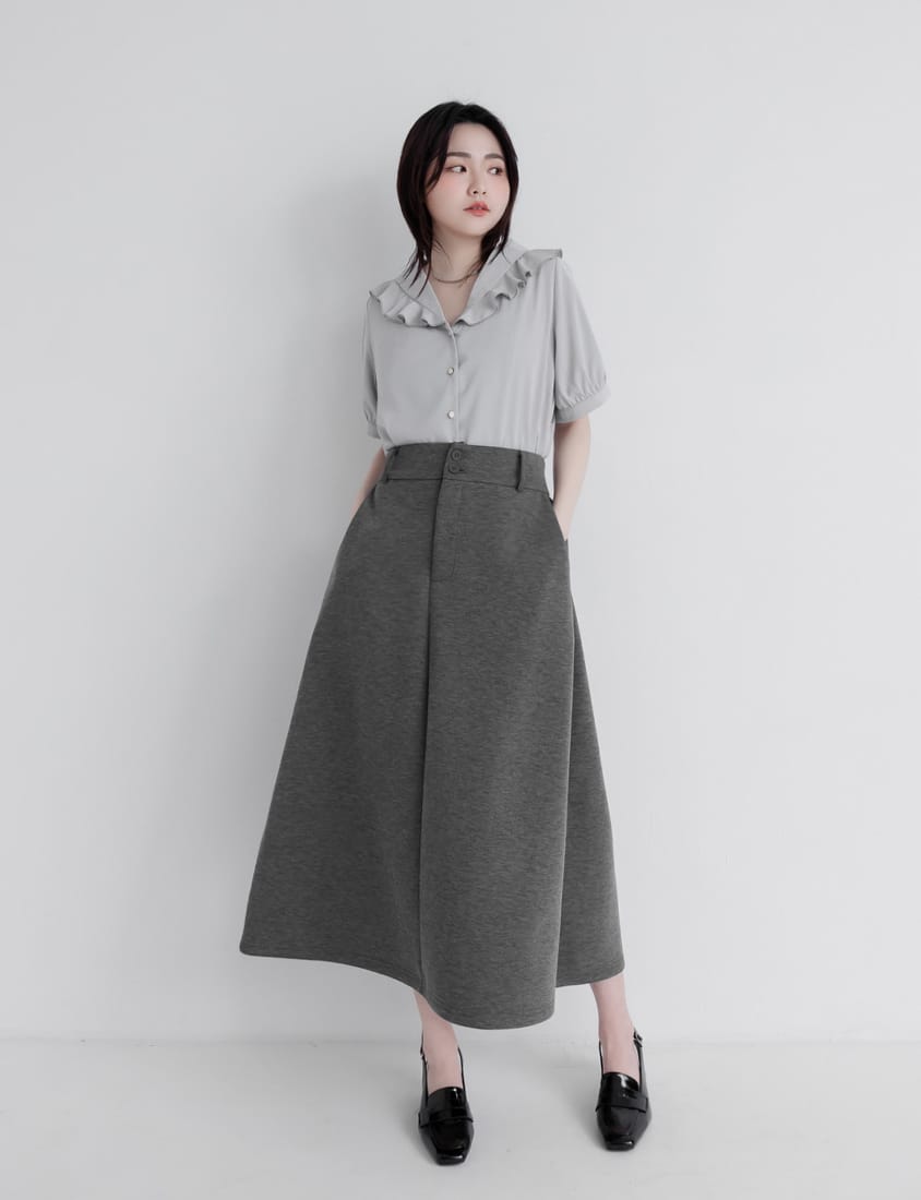 Miss. Space Cotton Back-Slit Plus Size Maxi Skirt