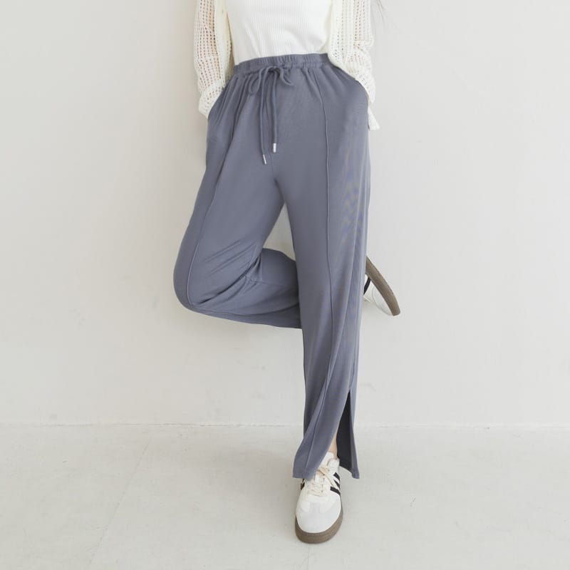 MUA! Ribbed Slimming Slit-Hem Plus Size Pants
