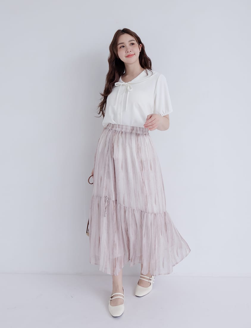 Sweet Front-Tie Oversized Plus Size Collar Blouse
