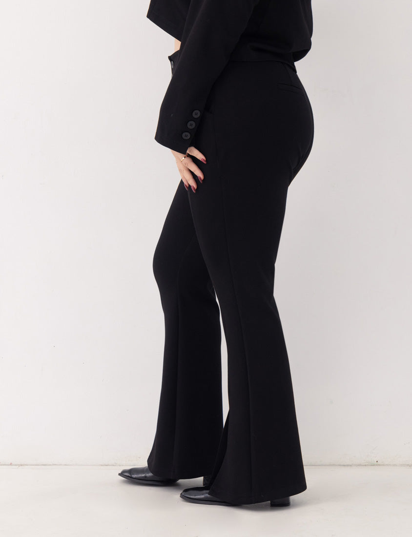 MUA! Sexy Space Cotton Front Slit Plus Size Flare Pants