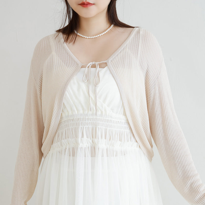 MISS. Lyocell Icy Silk Knit Plus Size Cropped Cardigan