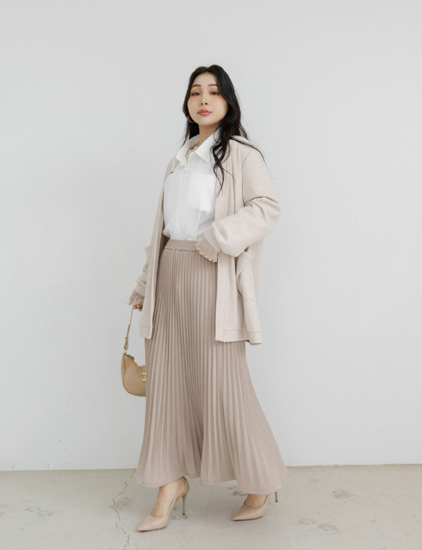 MISS. Fairy Pleated Elastic Waist Plus Size Maxi Skirt