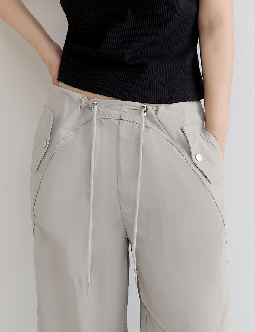 MUA! Edgy Utility Cargo Drawstring Pleated Plus Size Wide Leg Pants