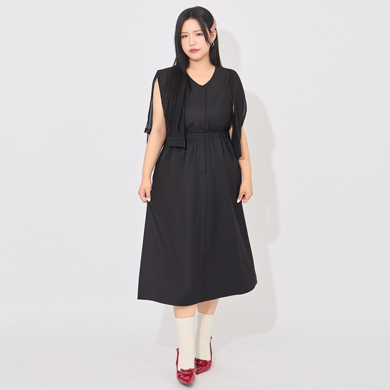 MORE U French-Style Back Cut-Out Plus Size Dress