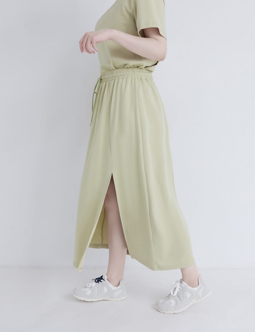Silky Cool Liquid Touch Cotton Slit Plus Size Maxi Skirt