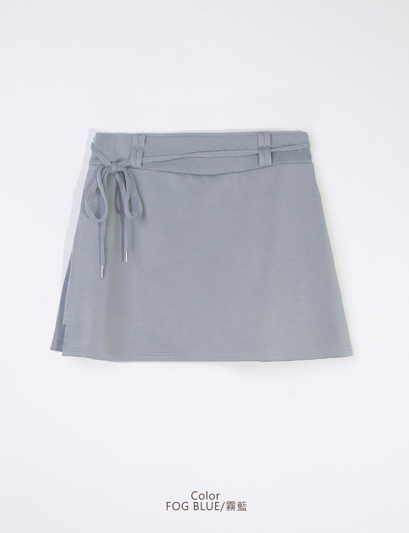 MUA! Cloud Cotton Pleated Slit Plus Size Mini Skirt (With Tie)