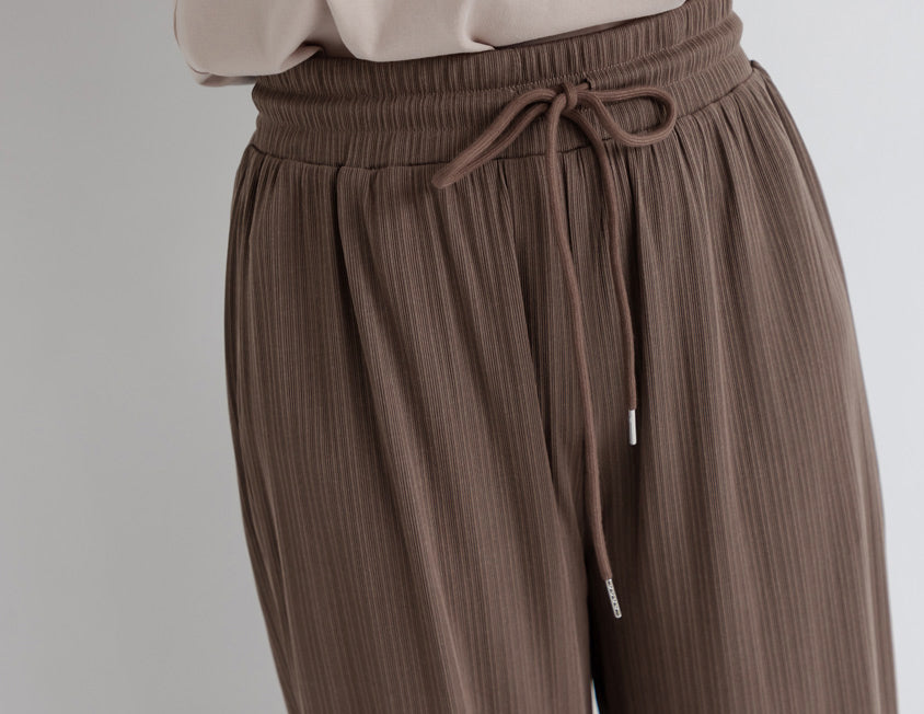 Hip-Contouring Comfy Ribbed Slimming Plus Size Wide Leg Pants