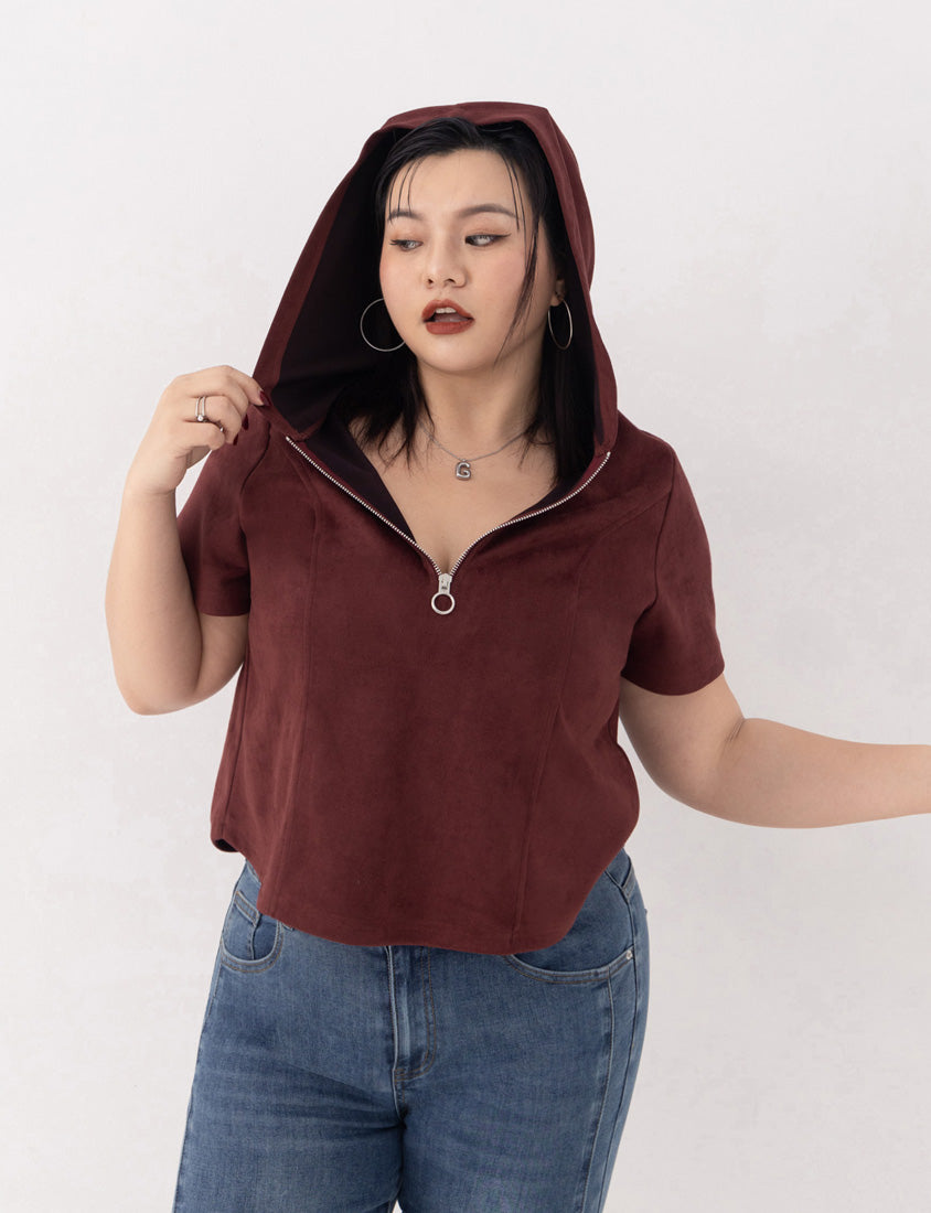 MUA! Suede Zip-Up Plus Size Hoodie
