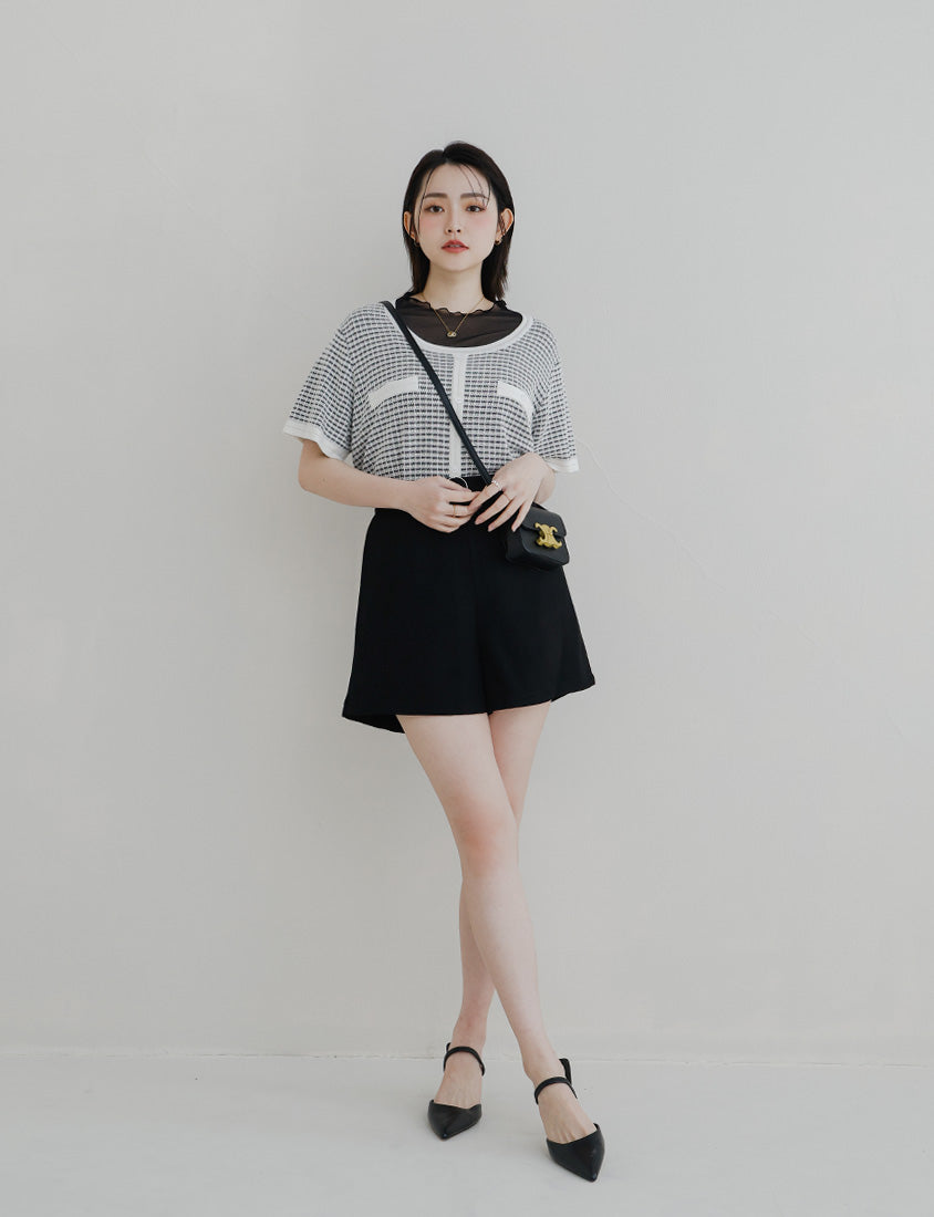 MISS. Sheer Wavy Edge Korean Style Plus Size Short Sleeve Top