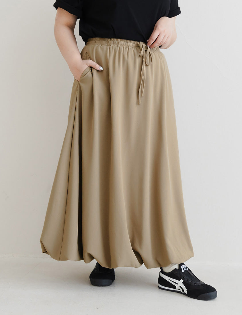 Sweet Cloud Cotton Drawstring Plus Size Maxi Skirt
