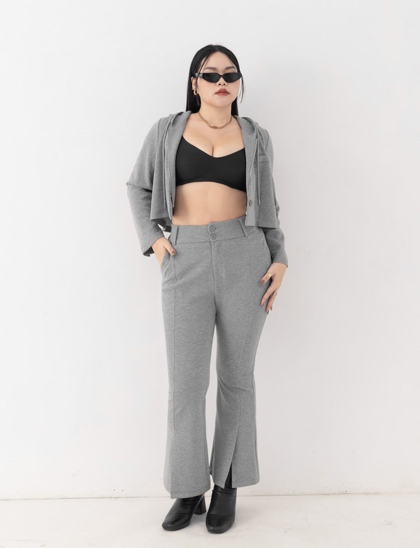 MUA! Sexy Space Cotton Front Slit Plus Size Flare Pants