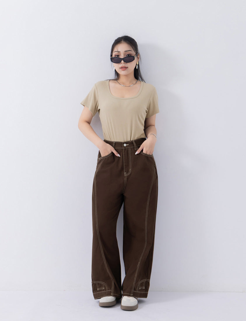 MUA! Inverted Seam Plus Size Straight-Leg Wide Pants