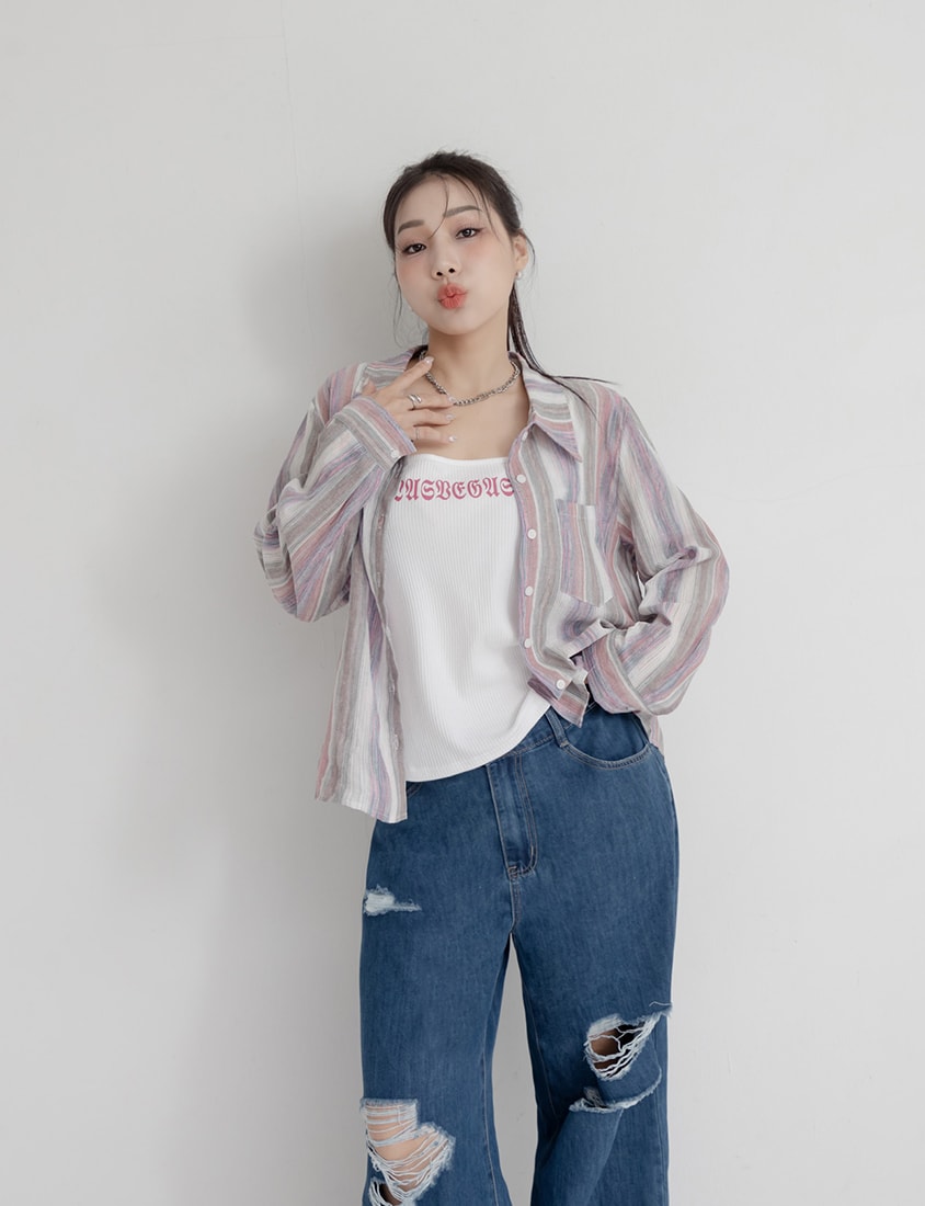 MUA! Lyocell Distressed Plus Size Wide Leg Jeans