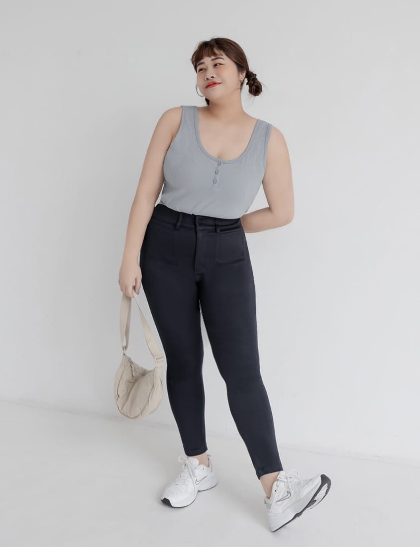 Tummy-Flattering Plus Size Slimming Pants (Single Button)