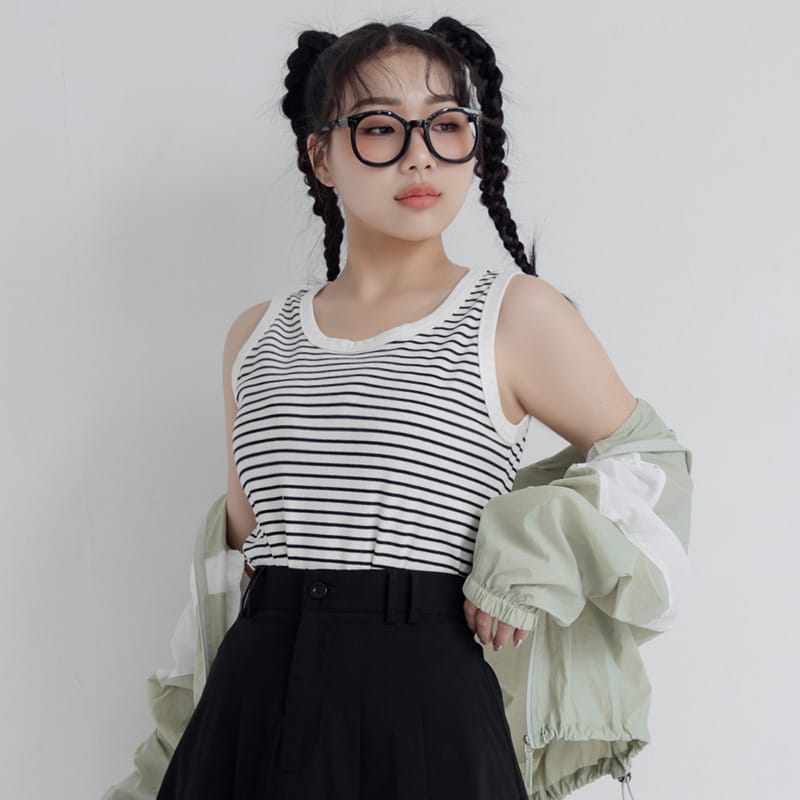 Summer Stripe Colorblock Plus Size Tank