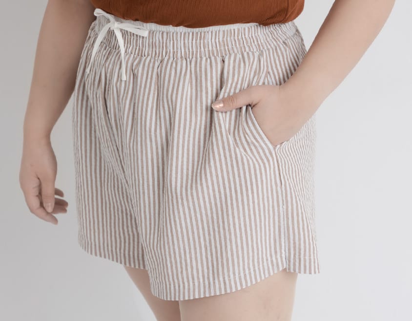 Bubble Stripe Layered-Look Plus Size Shorts
