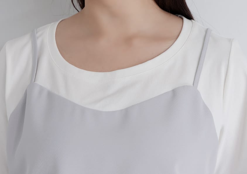 Sweetheart Neckline Twill Faux Two-Piece Plus Size Top