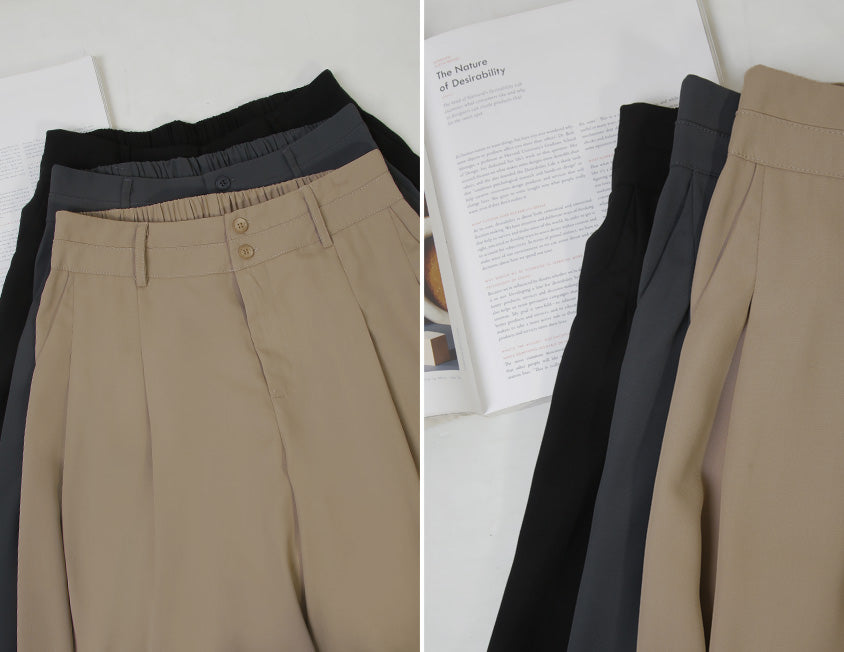 MISS. Wrinkle-Resistant High Waist A-Line Plus Size Tailored Wide Pants