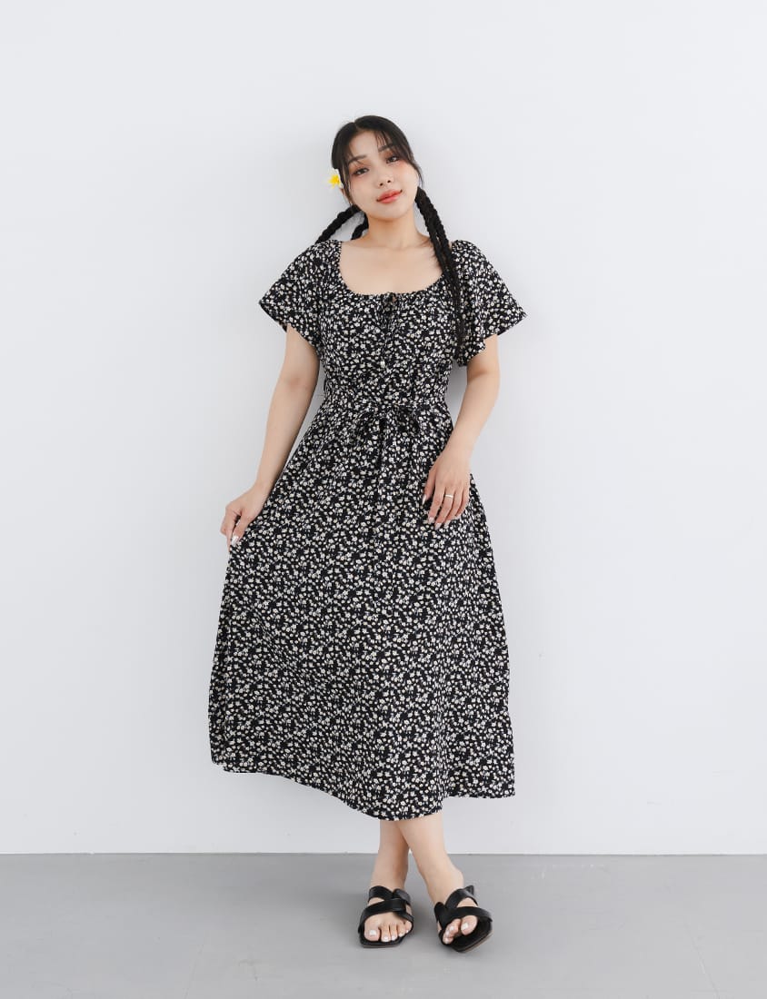 2-Way Off-Shoulder Floral Plus Size Maxi Dress (with Belt)