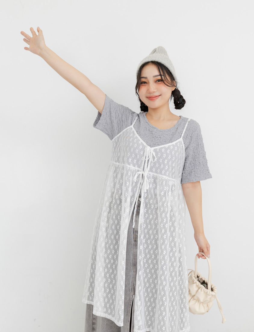 Japanese Style Wrinkled Textured Versatile Plus Size Crew Neck Top