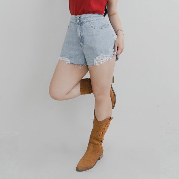 MUA! Edgy Raw-Hem Distressed Plus Size Denim Shorts
