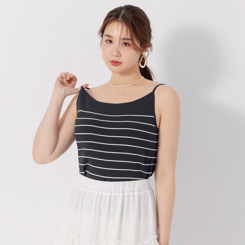 MISS. Versatile Soft Skin Stripe Knit Plus Size Tank Top