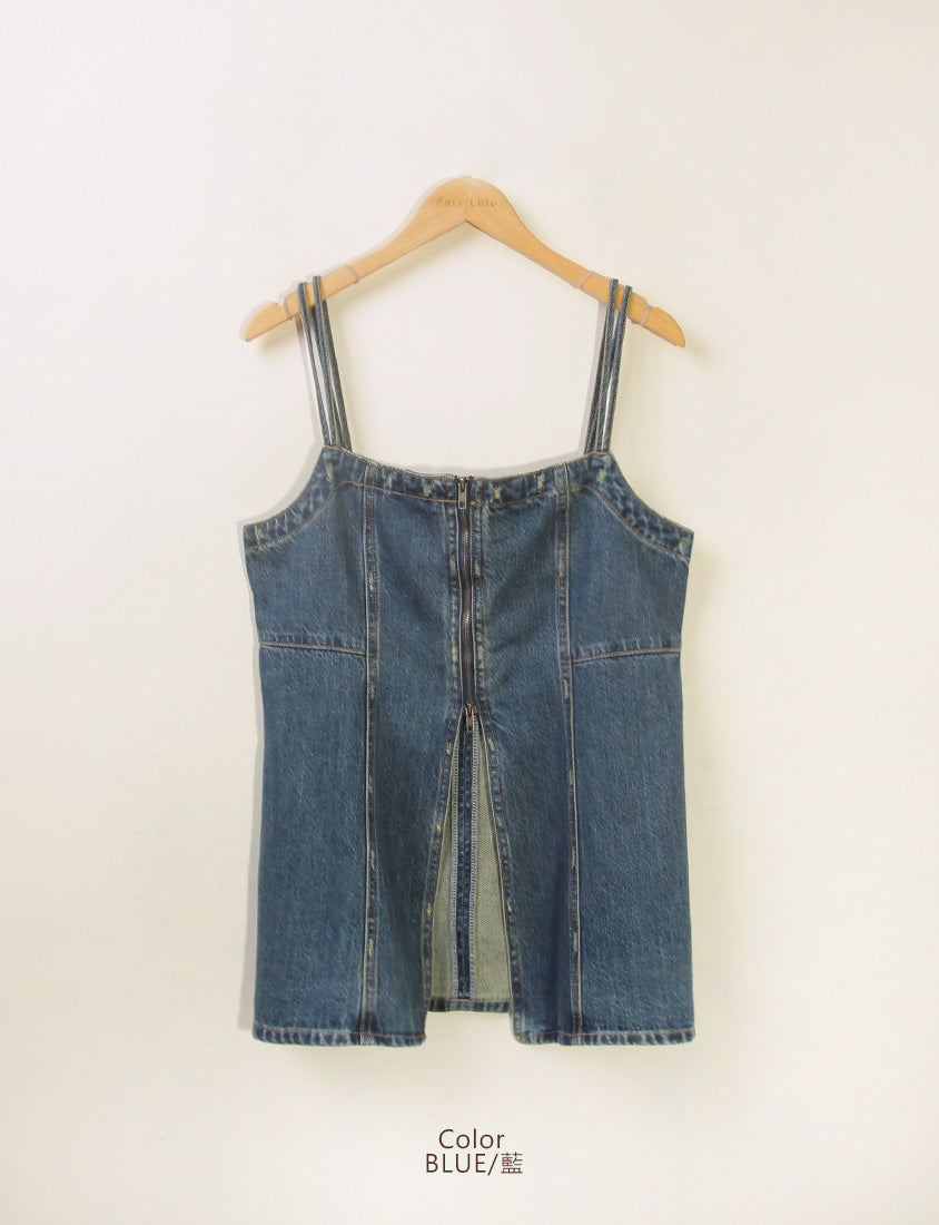 MUA! Distressed Zip-Up Convertible Plus Size Denim Vest