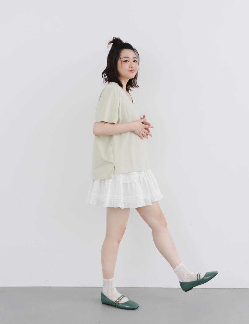 Cooling V-Neck Side Slit Plus Size Graphic Tee