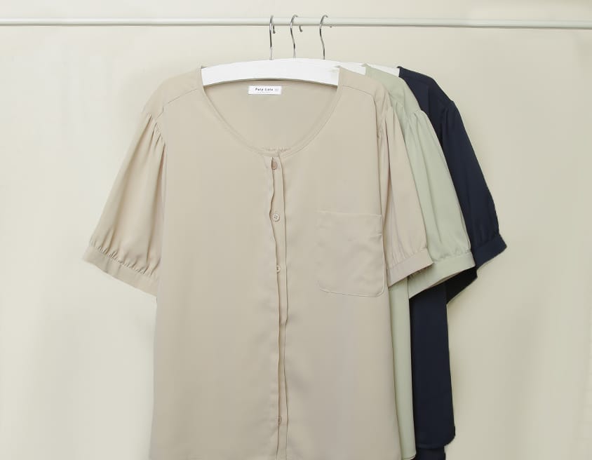 MISS. Minimalist Double Placket Pocket Plus Size Blouse