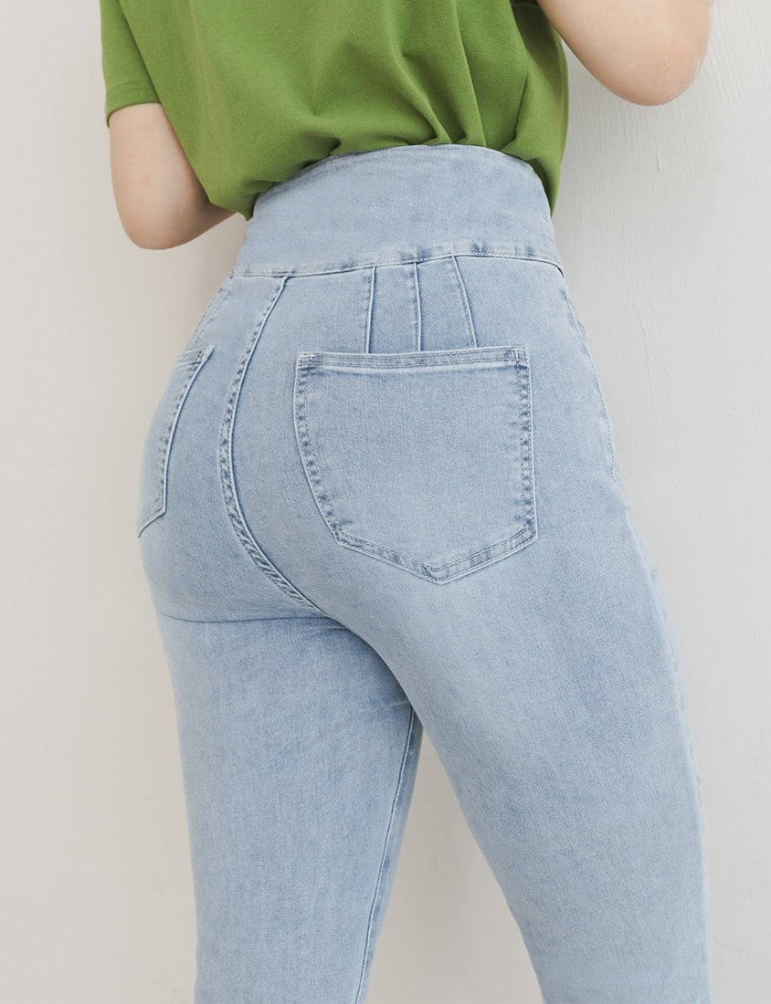 Cooling Tech Corset Waist Plus Size Distressed Jeans