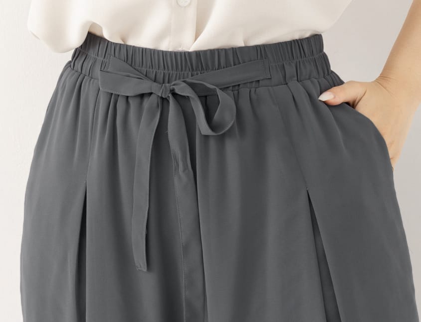 MISS. Silky Cool Sheer Chiffon Elastic Waist Plus Size Wide Pants