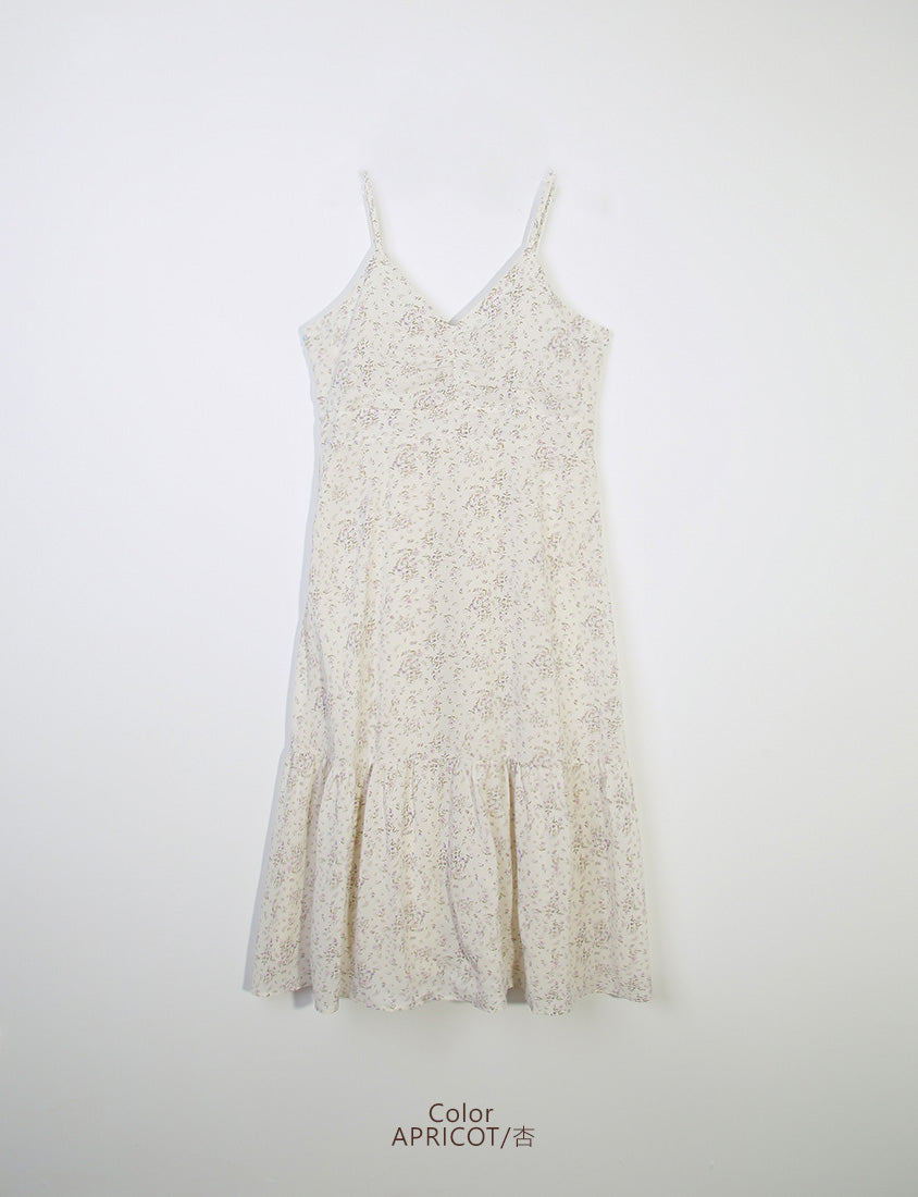 Ruched Floral Flared Hem Plus Size Cami Strap Dress