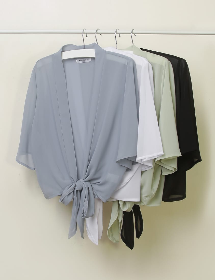 Summer Multicolor Sheer Tie-Front Plus Size Cover-Up