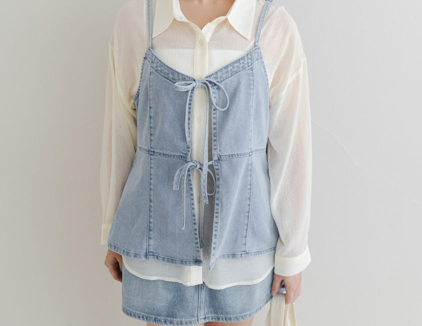 Reversible Silky Denim Plus Size Vest