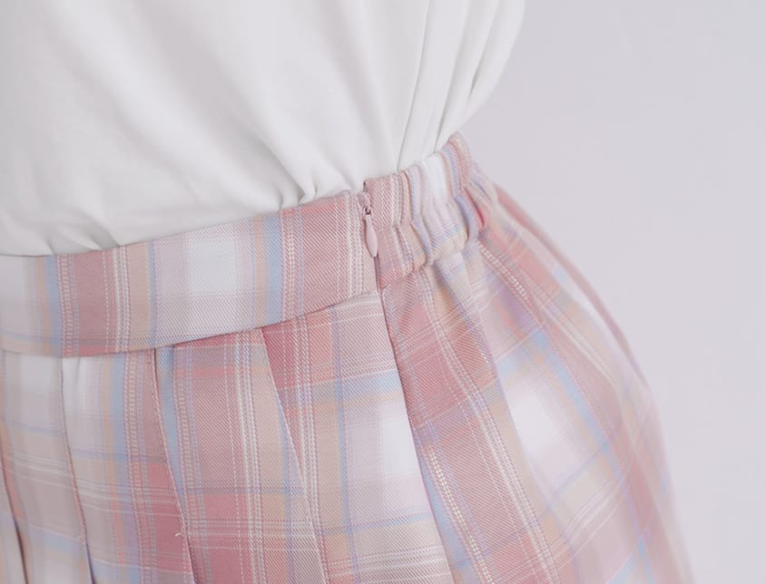 Korean Preppy Elastic Back Plaid Pleated Plus Size Mini Skirt (With Shorts)