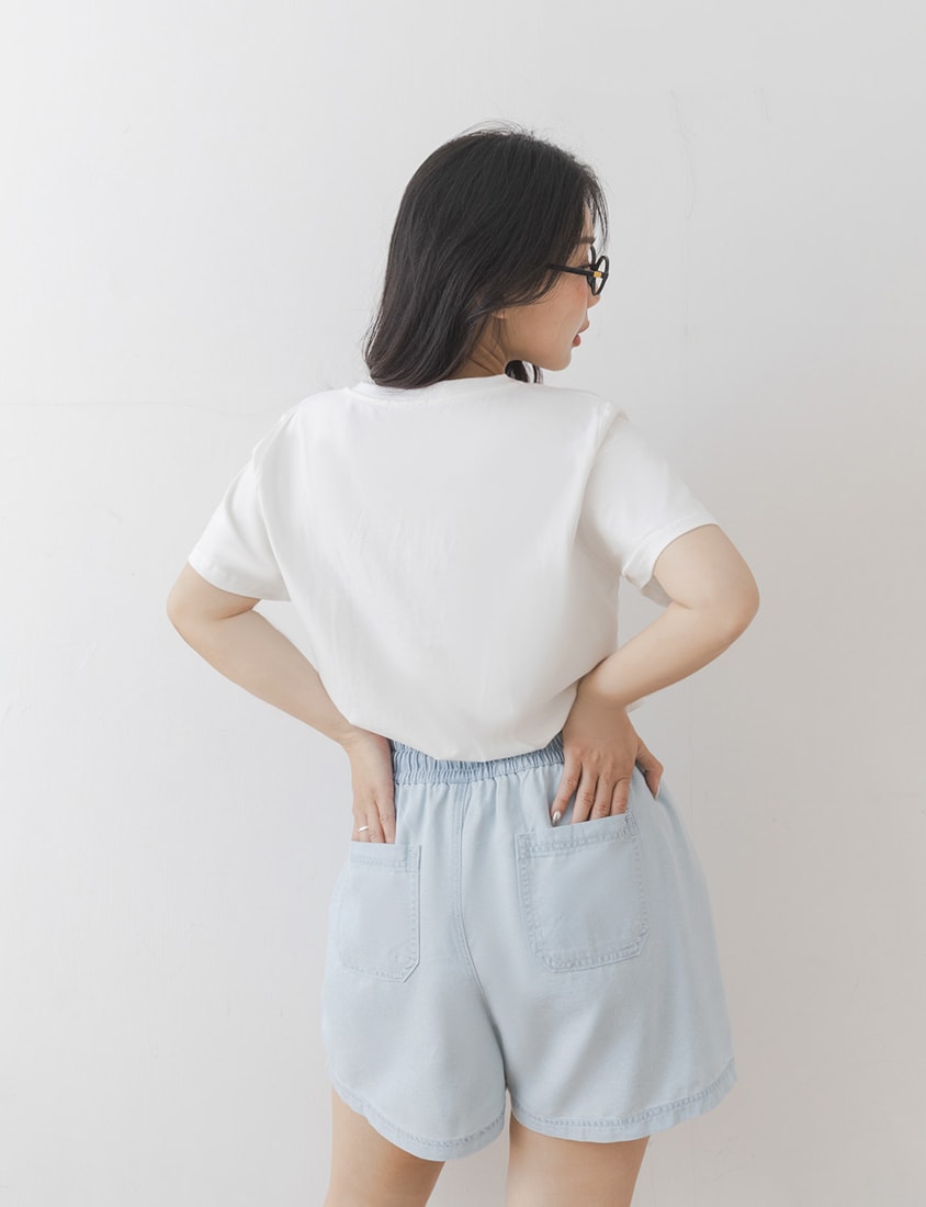 Skin-Friendly Lyocell Silky Denim Contrast Stitch Plus Size Shorts