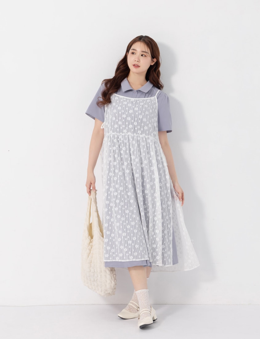 Pleated Textured Button-Down Elastic Back Plus Size Maxi Dress