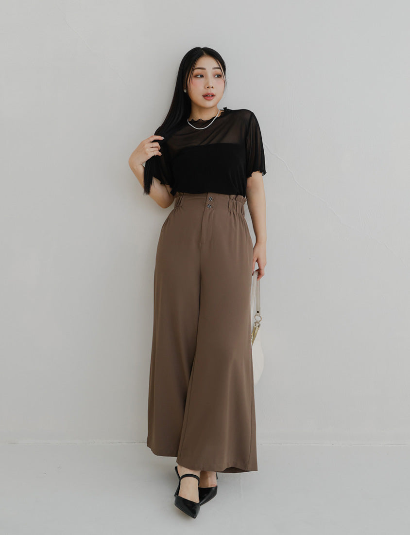 MISS. Sheer Wavy Edge Korean Style Plus Size Short Sleeve Top